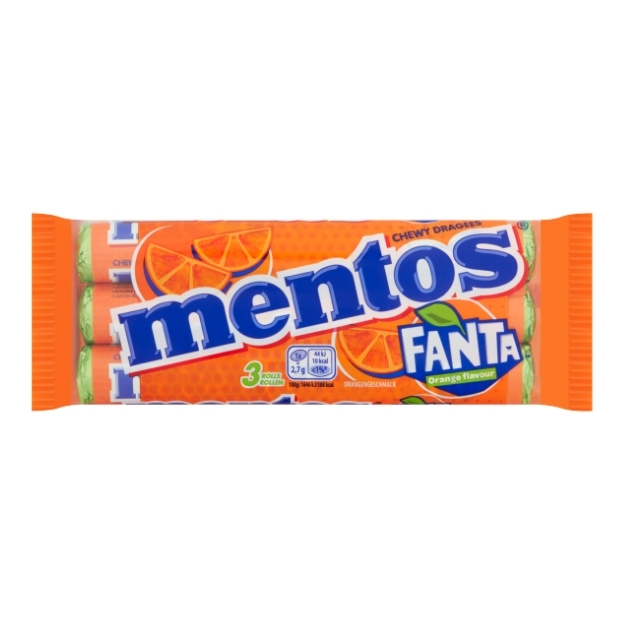 MENTOS CHEWY DRAGEES FANTA ORANGE 3PK 37.5G