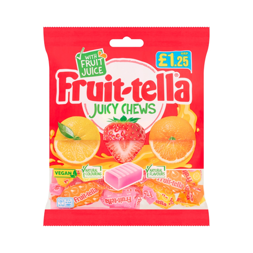 FRUIT-TELLA JUICY CHEWS VEGAN PMP £1.25 135G