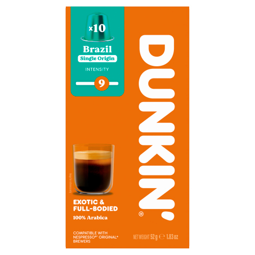 DUNKIN BRAZILIAN NESPRESSO COMPATIBLE EXOTIC & FULL-BODIED COFFEE PODS 10S