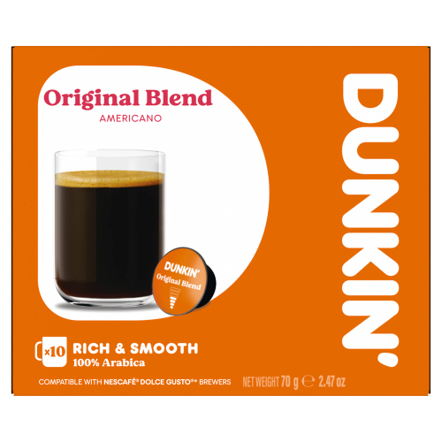 DUNKIN ORIGINAL BLEND DOLCE GUSTO RICH & SMOOTH COFFEE PODS 10S