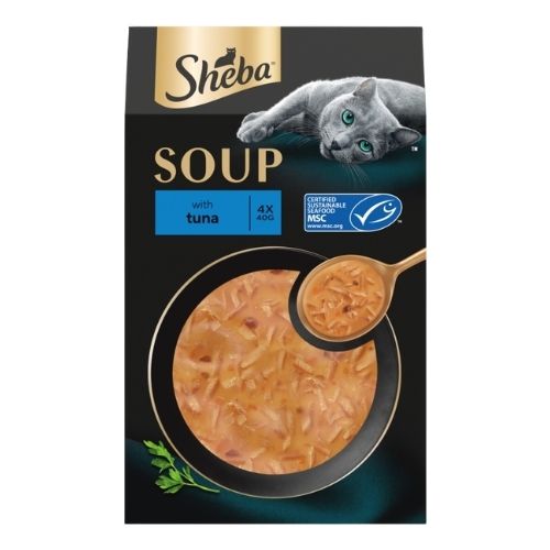 SHEBA CLASSICS SOUP CAT POUCHES WITH TUNA FILLETS 4PK 40G