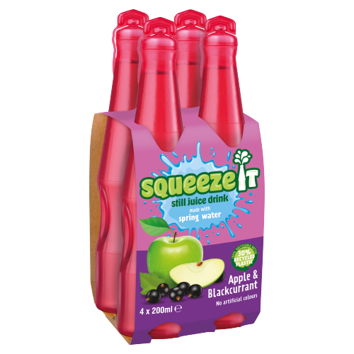 SQUEEZE IT STILL JUICE DRINK APPLE & BLACKCURRANT 4PK 200ML