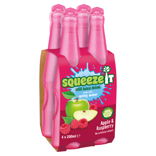 SQUEEZE IT STILL JUICE DRINK APPLE & RASPBERRY 4PK 200ML