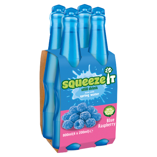 SQUEEZE IT STILL JUICE DRINK BLUE RASPBERRY 4PK 200ML
