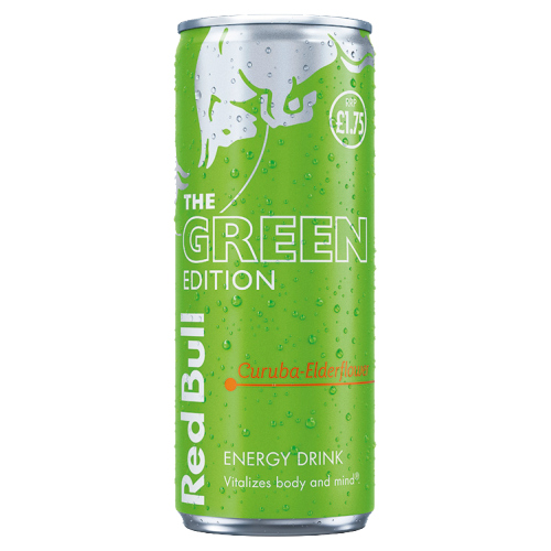 RED BULL ENERGY GREEN EDITION CURUBA & ELDERFLOWER CAN PMP £1.75 250ML