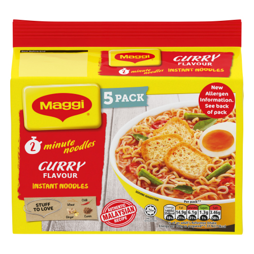 MAGGI 2-MIN AUTHENTIC MALAYSIAN CURRY NOODLES 5PK 79G