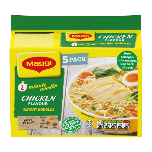 MAGGI 2-MIN AUTHENTIC MALAYSIAN CHICKEN NOODLES 5PK 74G