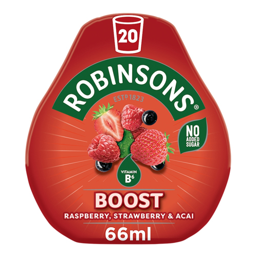 ROBINSONS BOOST RASPBERRY, STRAWBERRY & ACAI ON-THE-GO 66ML